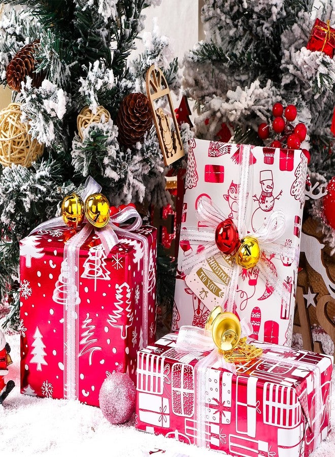 MAYPLUSS Wrapping Paper Roll - Mini Roll - 17 inch X 120 inch Per roll - 3 Different Red and White Christmas Design with Glitter Metallic Foil Shine (42.3 sq.ft.ttl) - Image 3